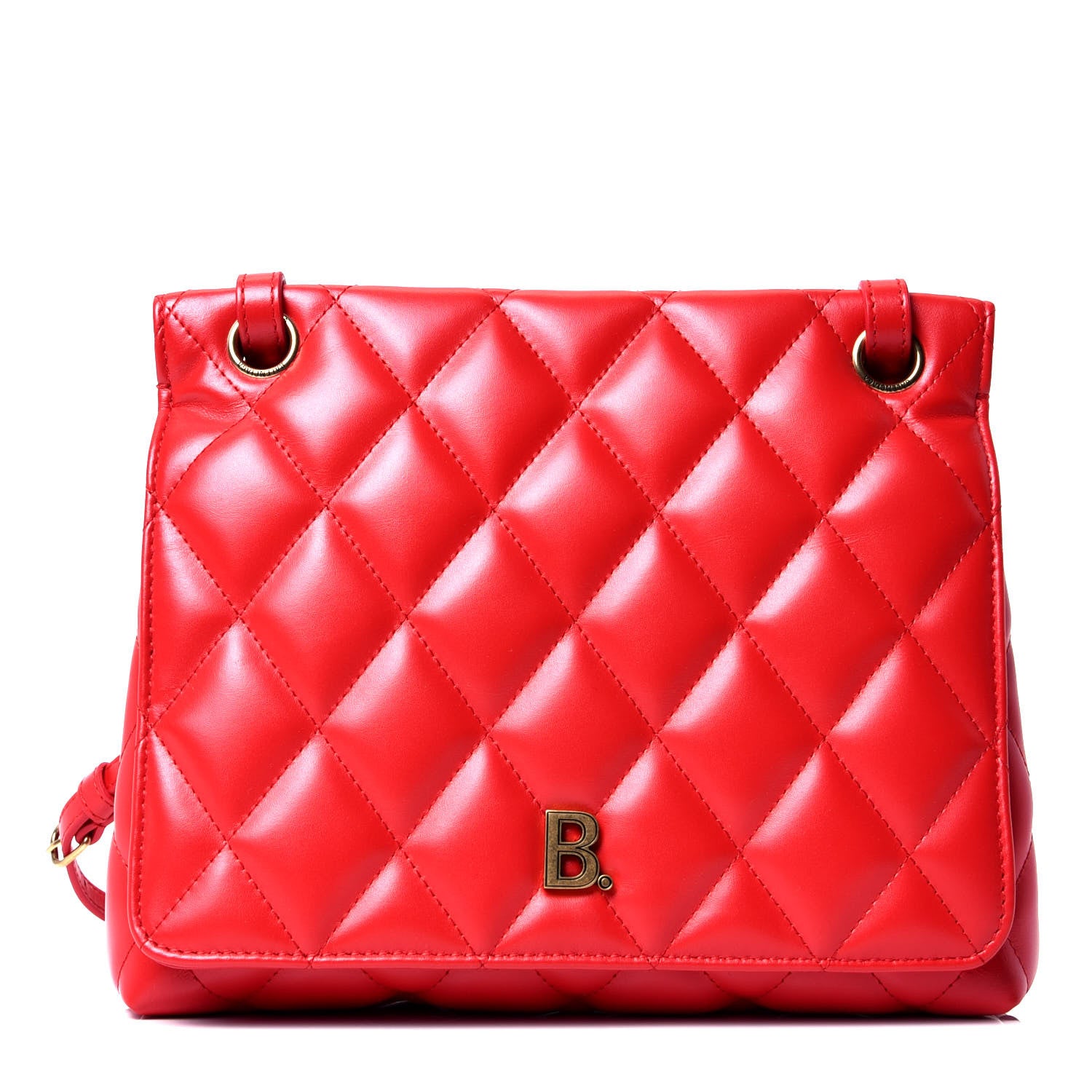 Balenciaga Nappa Calfskin Quilted Medium Touch B Shoulder Bag Bright Red 1 of 4