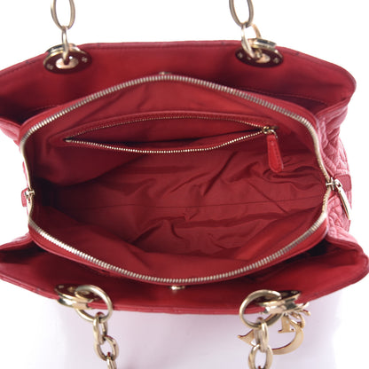 Christian Dior Lambskin Cannage Small Dior Soft Zipped Shopping Tote Red 5 of 20