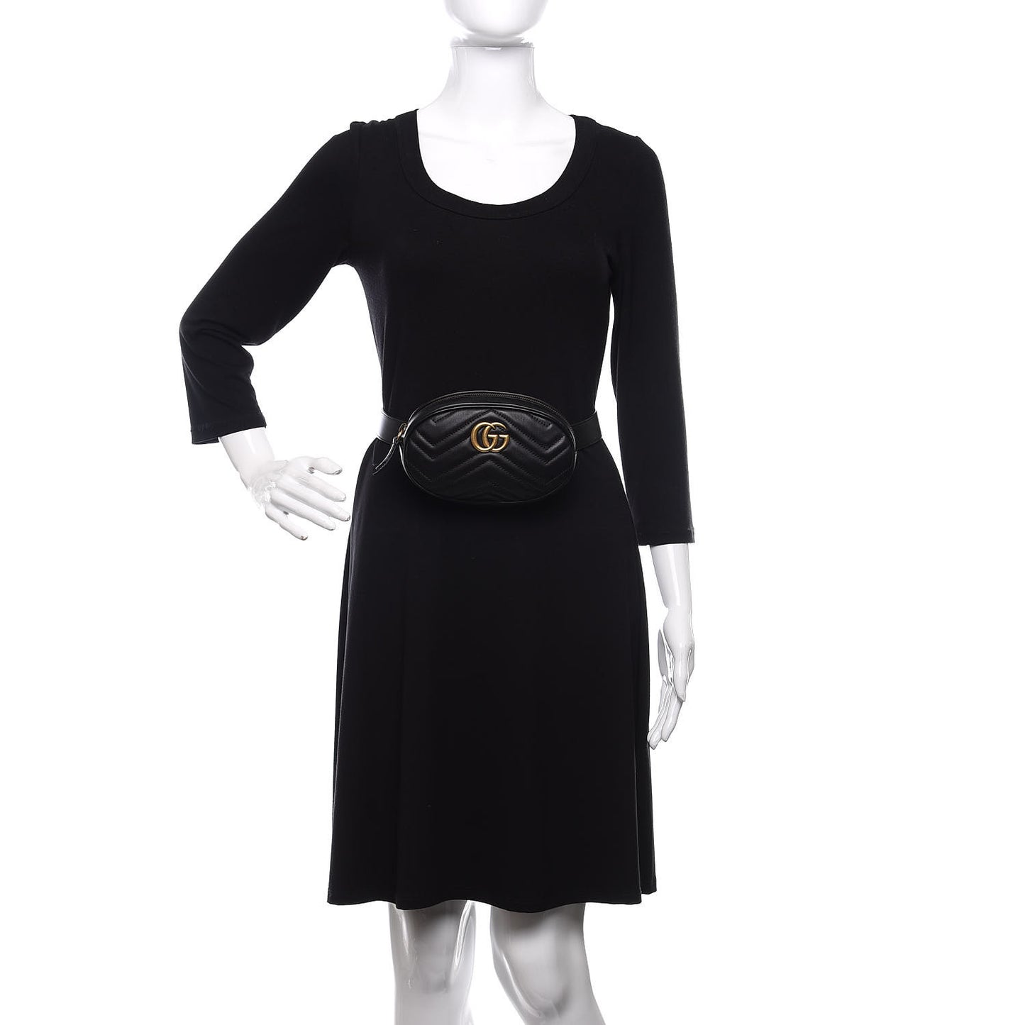 Calfskin Matelasse GG Marmont Belt Bag 75 30 Black
