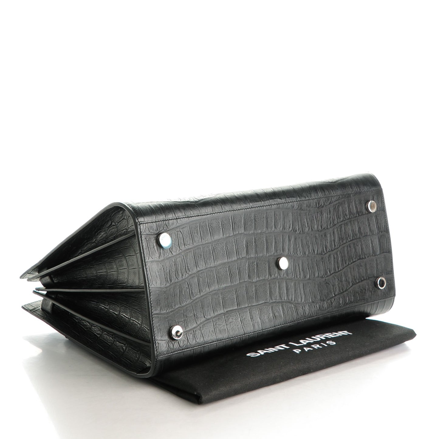 Calfskin Crocodile Embossed Large Sac De Jour Carryall Black