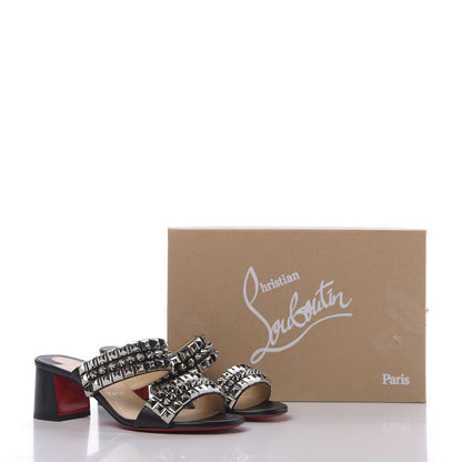 Christian Louboutin Calfskin Studded Tina Goes Mad 55 Slide Sandals 39 Black 10 of 10