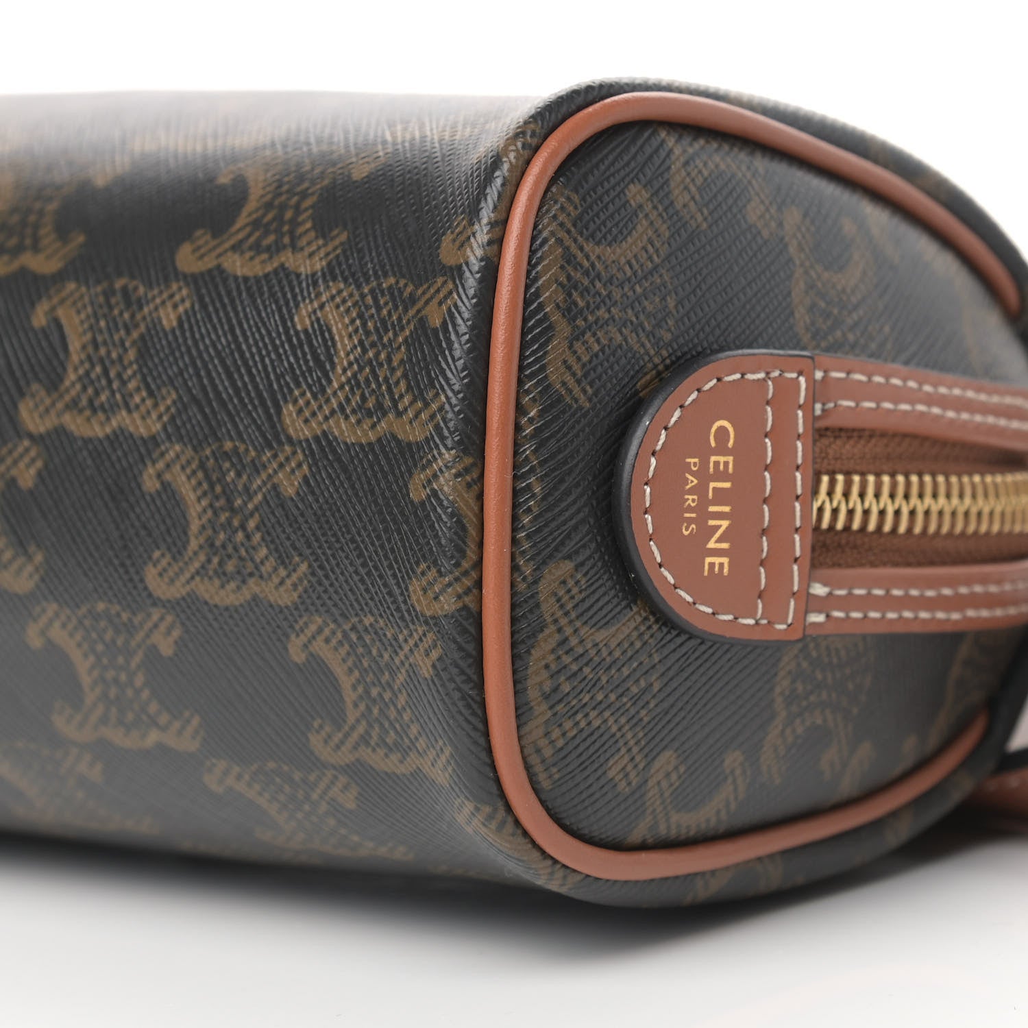Celine Triomphe Canvas Calfskin Mini Boston Bag Tan 10 of 10