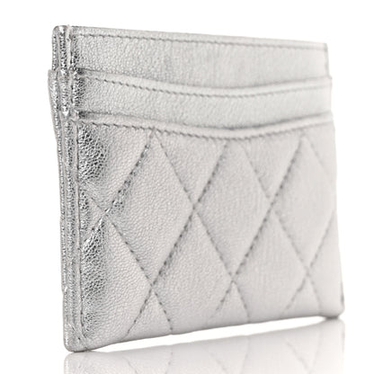 Chanel Metallic Lambskin Quilted Card Holder Silver 3 of 10