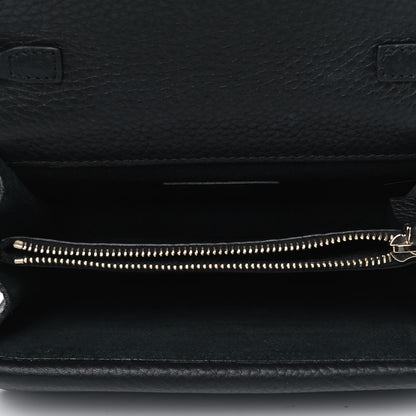 Valentino Garavani Pebbled Calfskin Rockstud Wallet on Chain Black 4 of 5