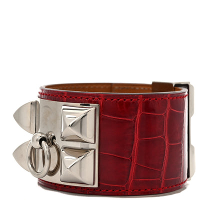 Hermes Shiny Alligator Collier De Chien CDC Bracelet T3 Braise 1 of 5