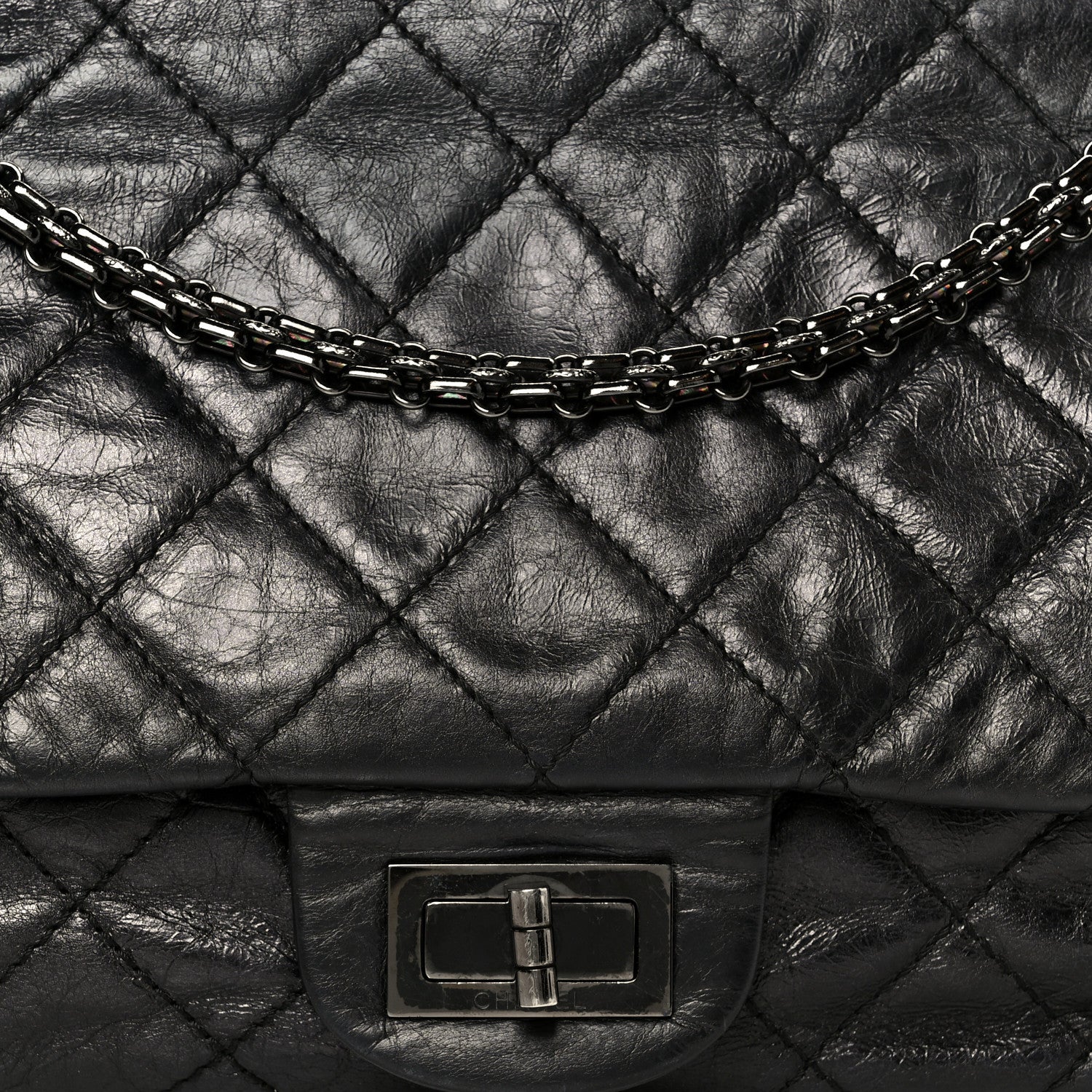 Chanel Metallic Aged Calfskin Quilted 2.55 Reissue 226 Flap So Black 8 of 10