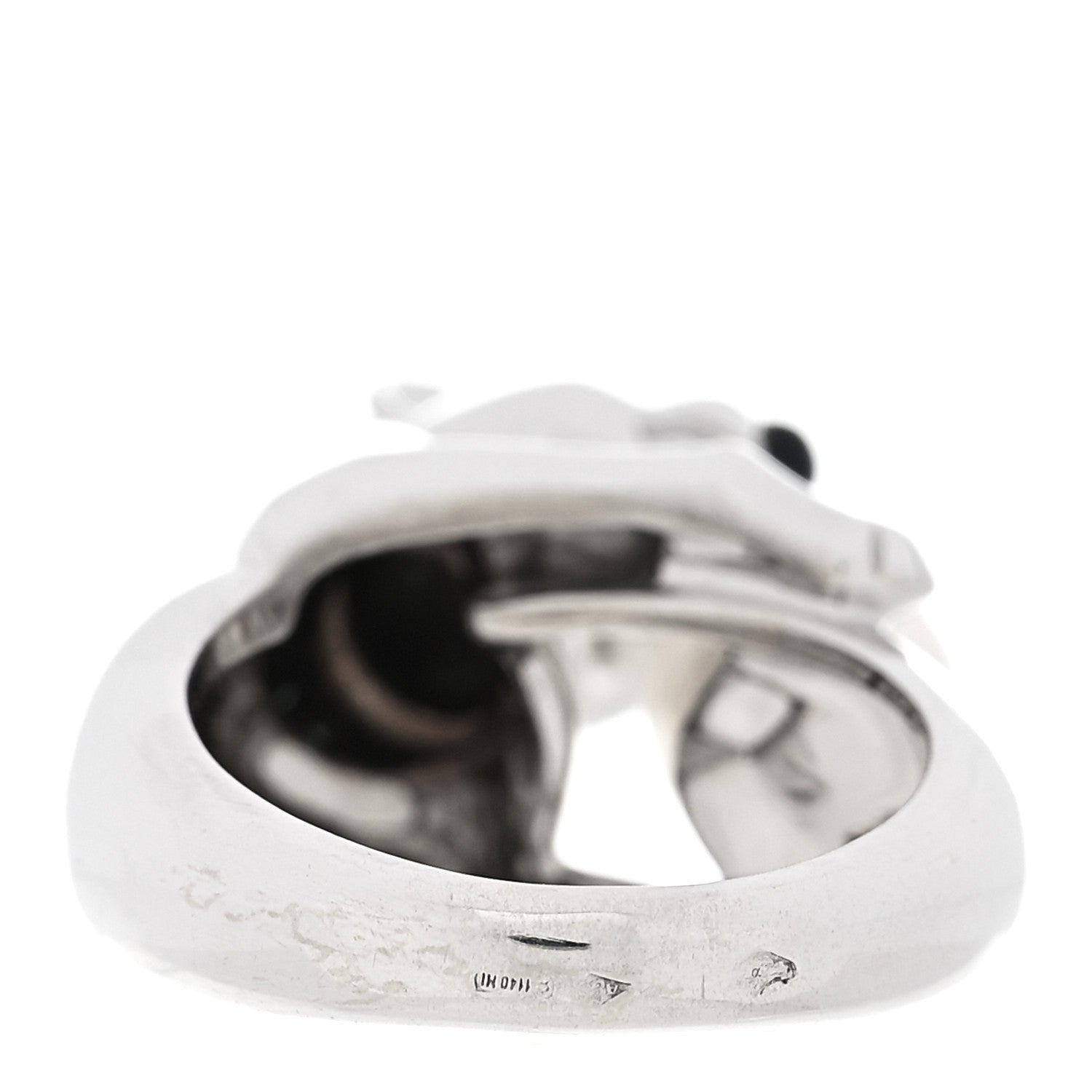 Cartier 18K White Gold Pearl Black Onyx Emerald Panthere De Cartier Ring 51 5.75 5 of 6