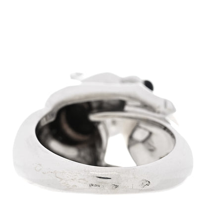 Cartier 18K White Gold Pearl Black Onyx Emerald Panthere De Cartier Ring 51 5.75 5 of 6