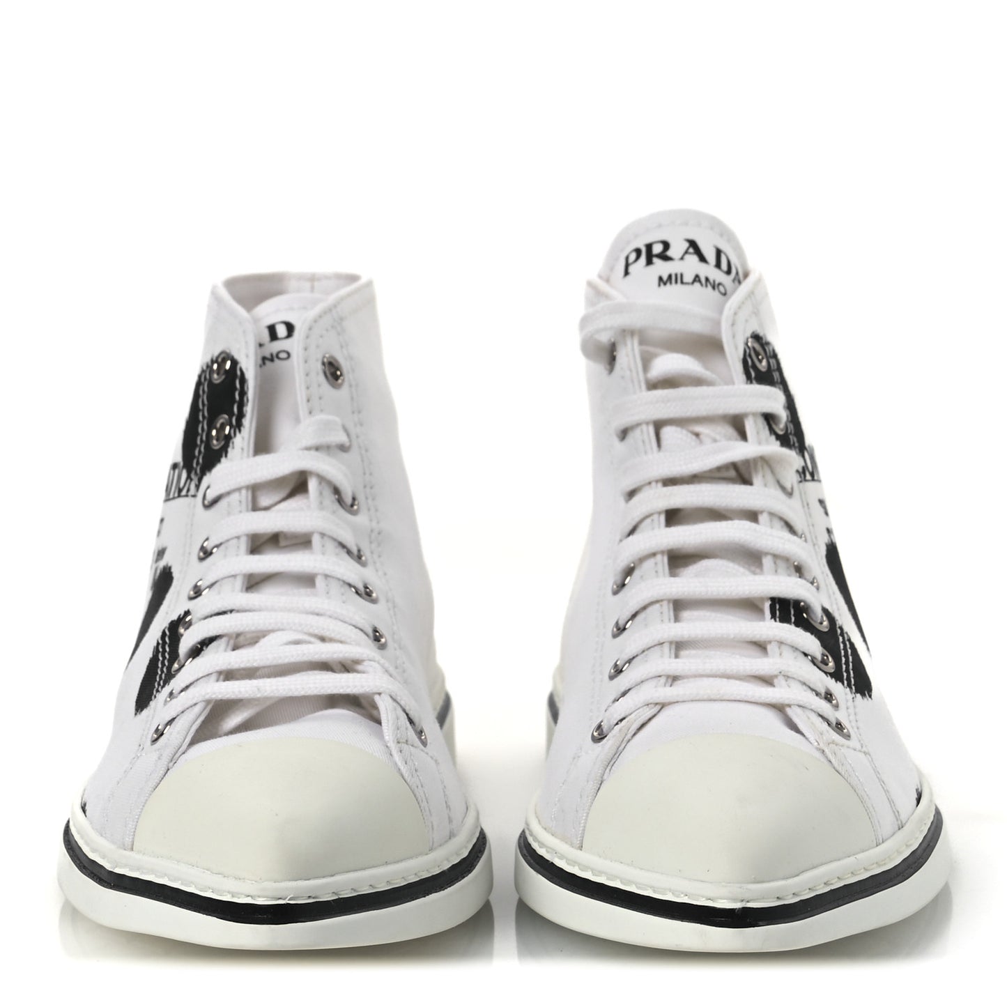 Canvas Polka Dot Point Toe High Top Sneakers 37 White Black