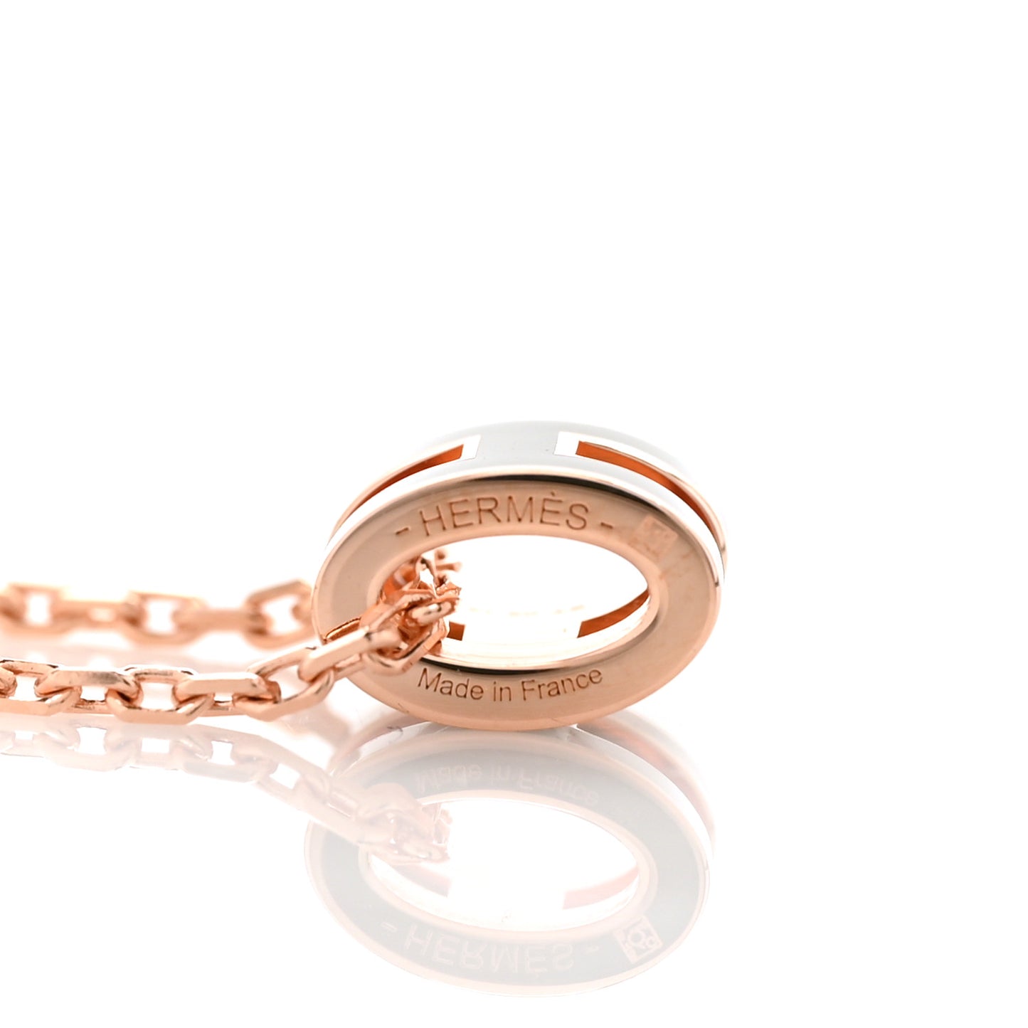 Lacquered Rose Gold Mini Pop H Pendant Necklace Black
