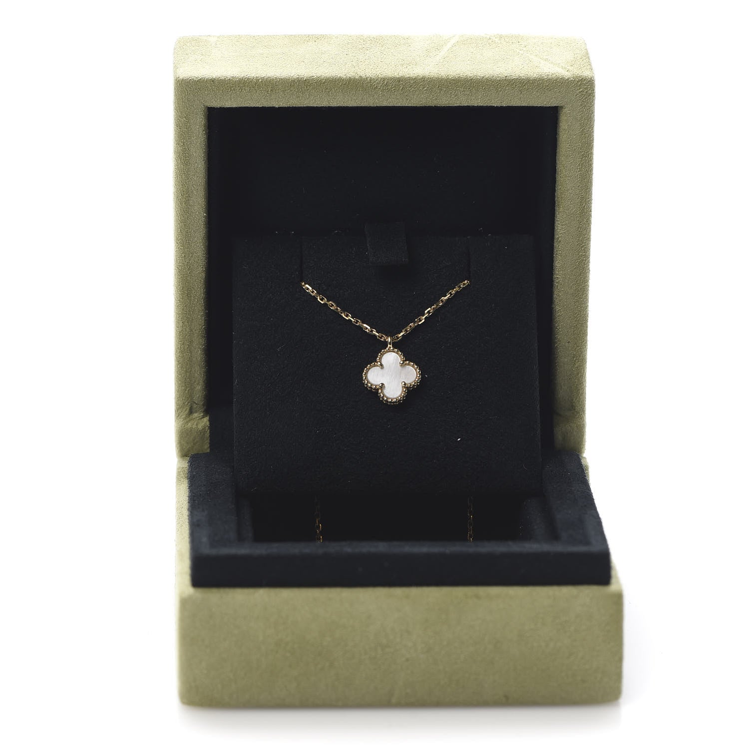 Van Cleef & Arpels 18K Yellow Gold Mother of Pearl Sweet Alhambra Pendant Necklace 8 of 8