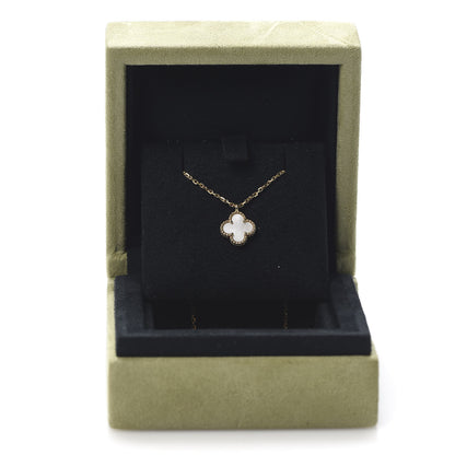 Van Cleef & Arpels 18K Yellow Gold Mother of Pearl Sweet Alhambra Pendant Necklace 8 of 8