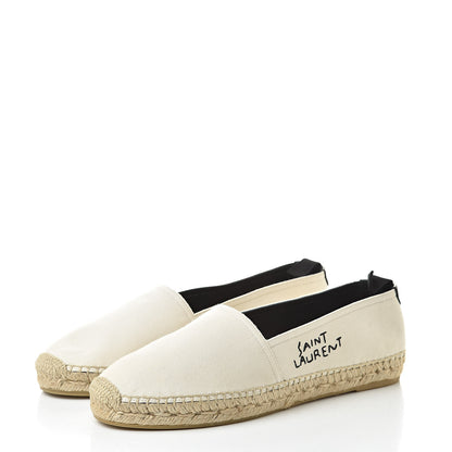 Saint Laurent Canvas Nappa Elba Light Logo Embroidered Espadrilles 39 Panna 3 of 8