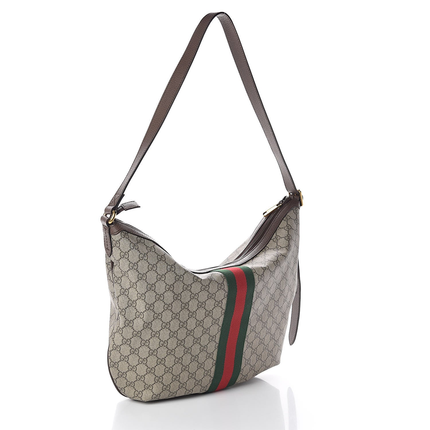 Gucci GG Supreme Monogram Web Ophidia Half Moon Hobo Brown 3 of 10