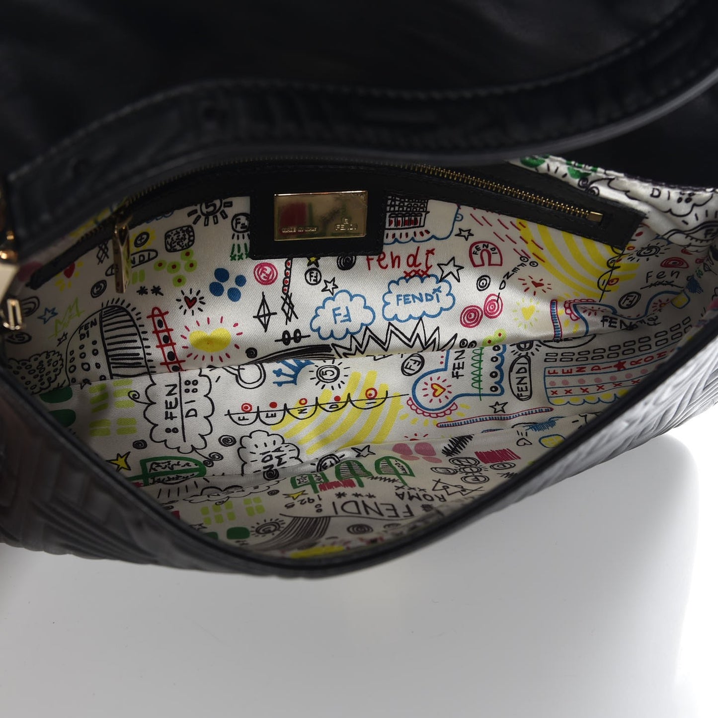 Nappa Logo Embossed Baguette Black