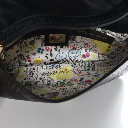 Fendi Nappa Logo Embossed Baguette Black 5 of 7