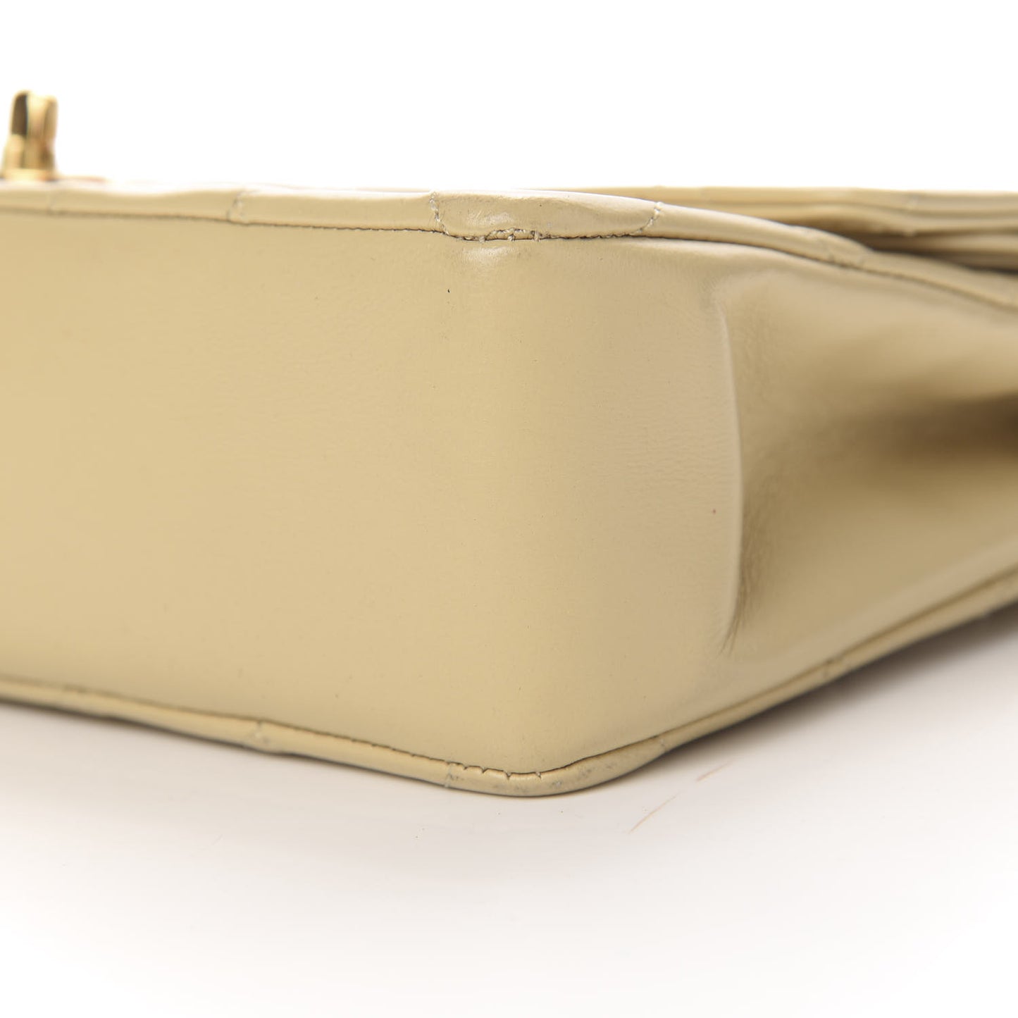 Lambskin Quilted Medium Double Flap Beige