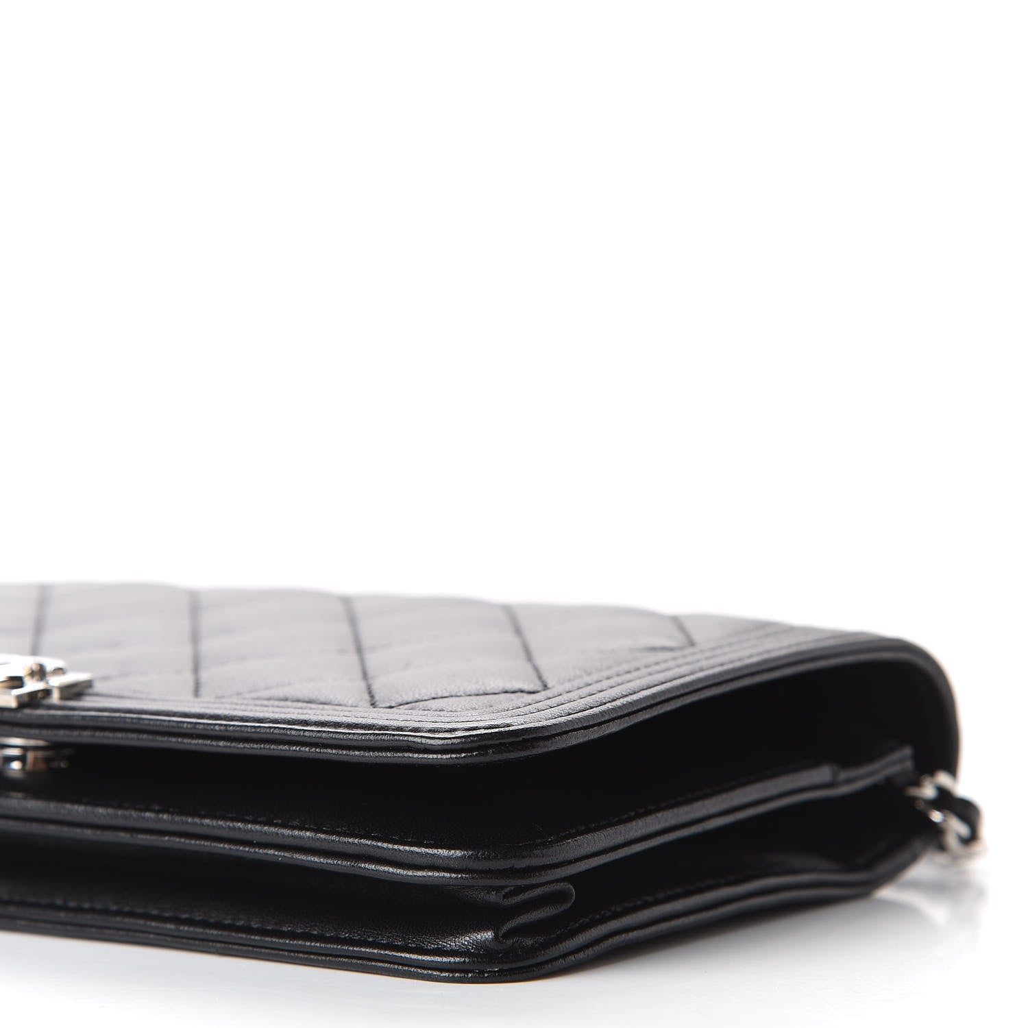 Chanel Lambskin Quilted Boy Wallet On Chain WOC Black 7 of 12