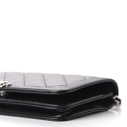 Chanel Lambskin Quilted Boy Wallet On Chain WOC Black 7 of 12