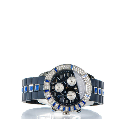 Christian Dior Stainless Steel Rubber Diamond Blue Sapphire 38mm Christal Chronograph Quartz Watch Blue 3 of 8