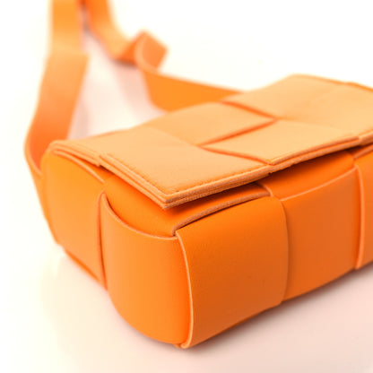Bottega Veneta Lambskin Maxi Intrecciato Extra Mini Cassette Crossbody Bag Tangerine 7 of 9
