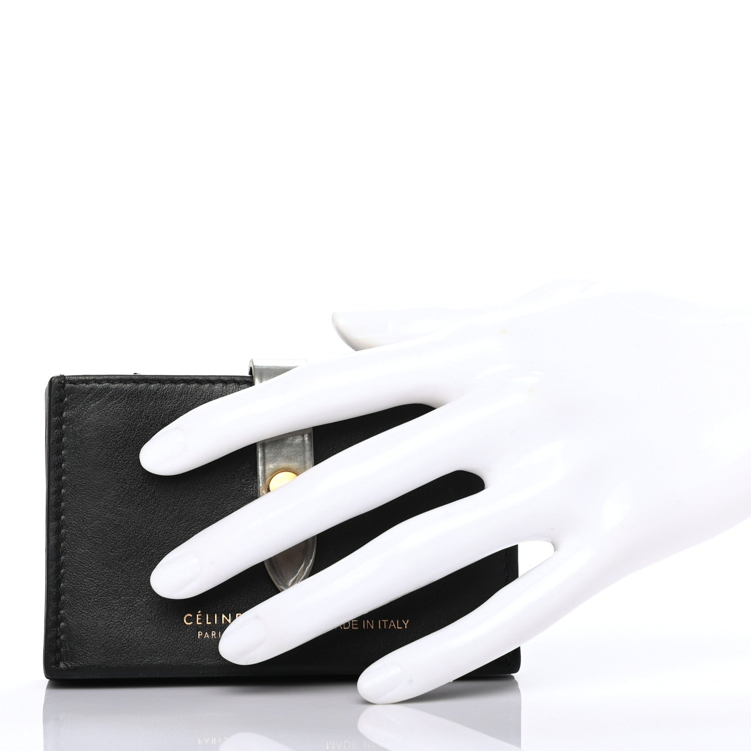 Celine Smooth Calfskin Accordion Card Holder Black Gold 2 of 7
