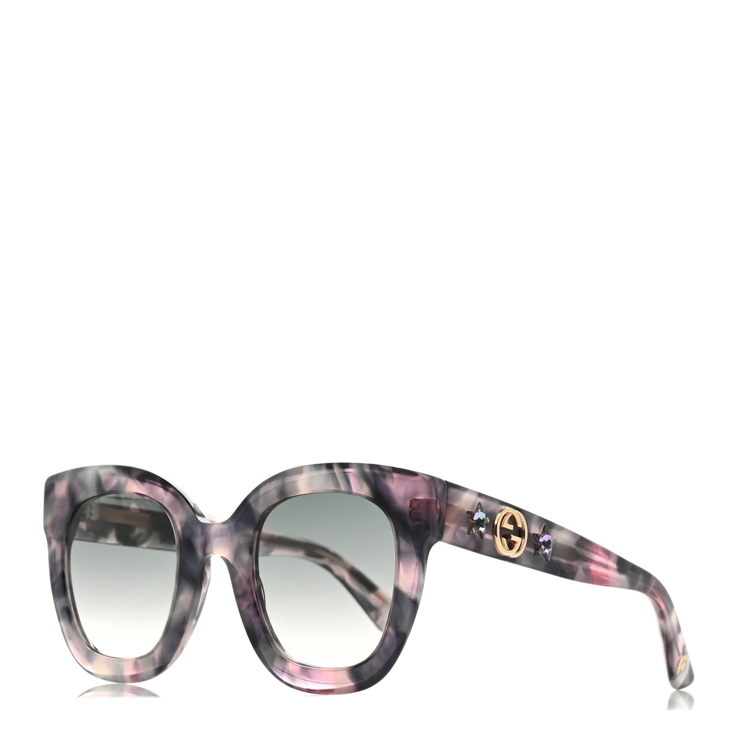 Acetate Round Frame Star Sunglasses GG0208S Grey Pink