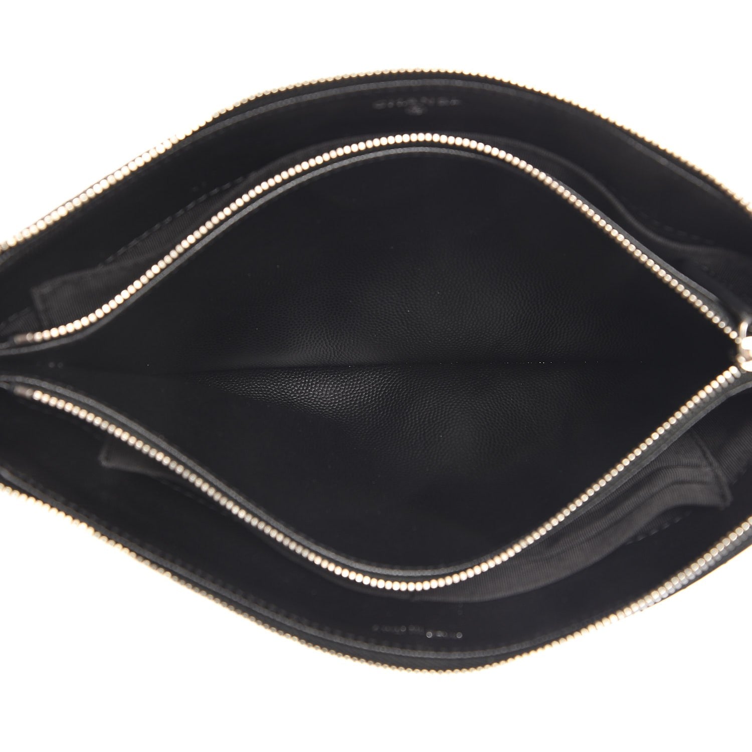Chanel Caviar Chevron Quilted Large Zipped Clutch Black 5 of 8