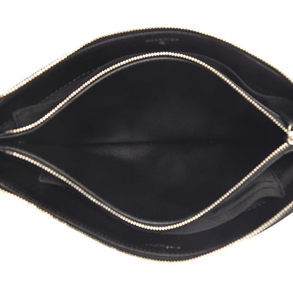 Chanel Caviar Chevron Quilted Large Zipped Clutch Black 5 of 8