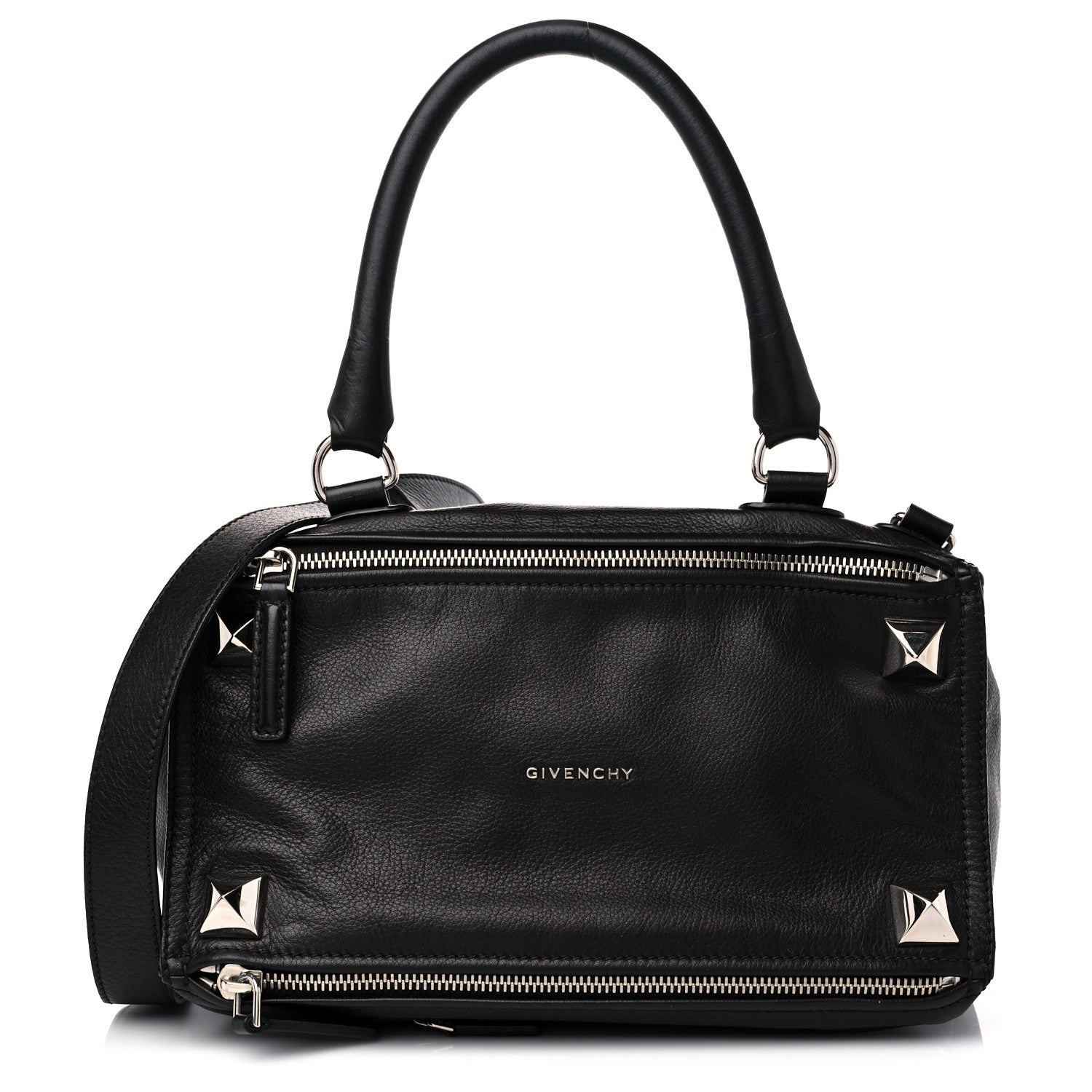 Givenchy Pebbled Calfskin Medium Pyramid Stud Pandora Black 1 of 12