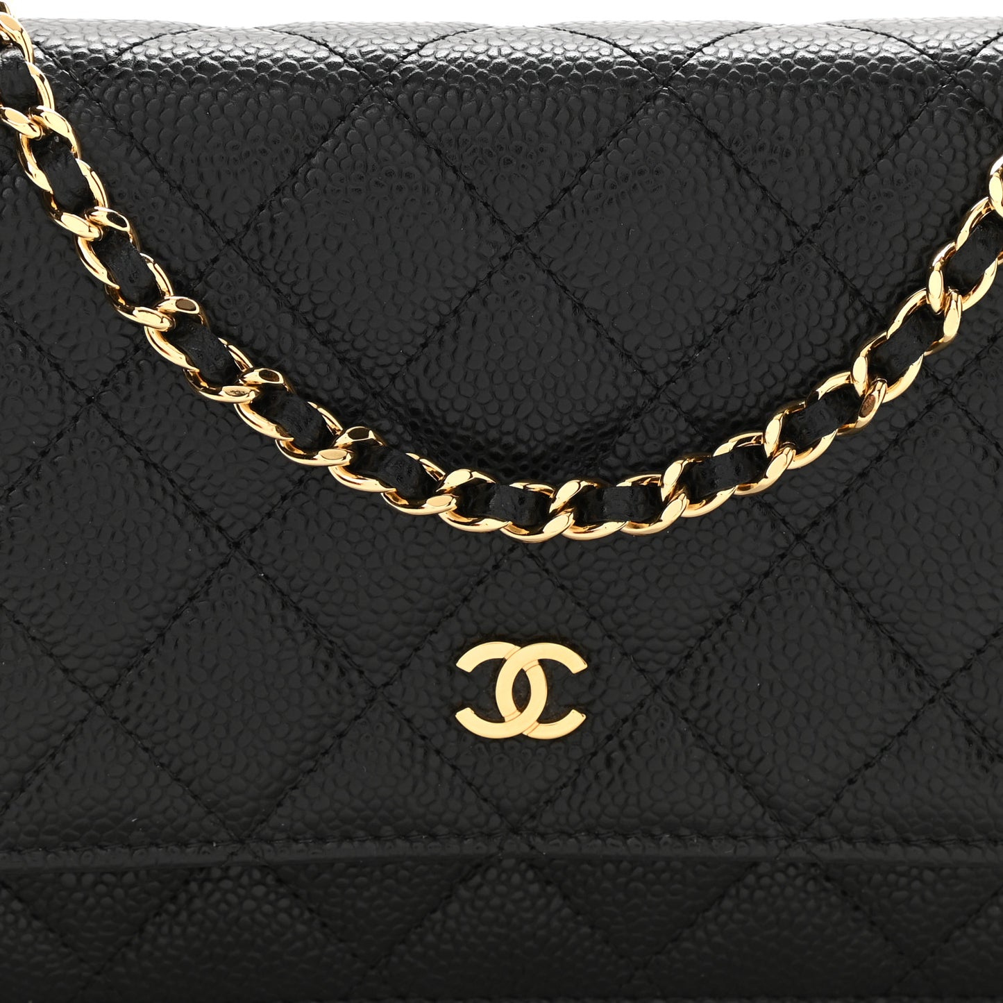 Caviar Quilted Wallet On Chain WOC Black