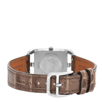 Hermes Stainless Steel Alligator Diamond Bezel Mother of Pearl 23mm Cape Cod Quartz Watch Gris Elephant 3 of 5