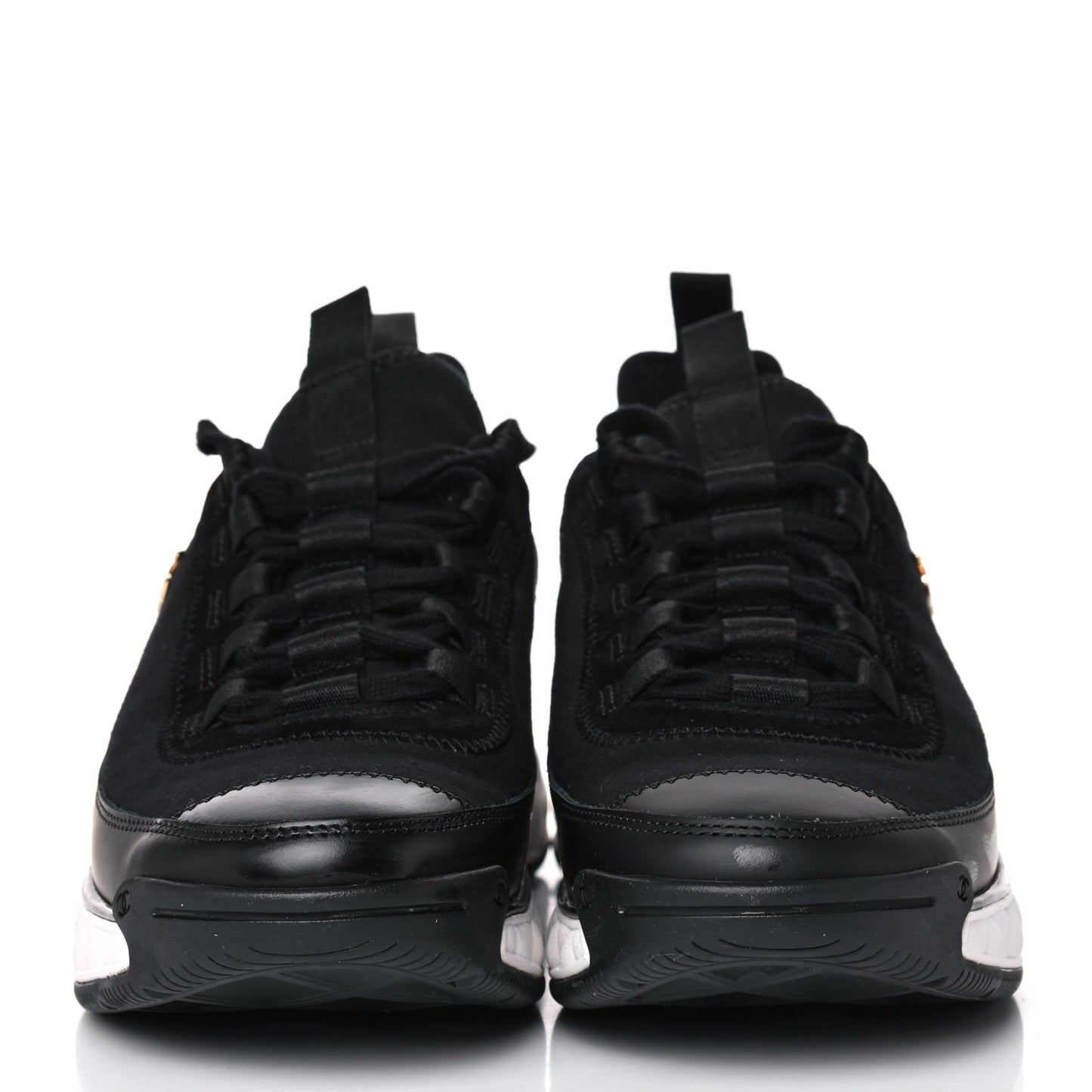 Velvet Calfskin Mixed Fibers CC Sneakers 38.5 Black