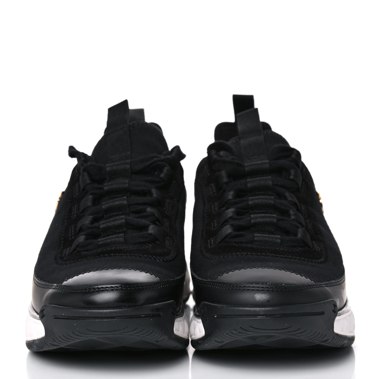 Chanel Velvet Calfskin Mixed Fibers CC Sneakers 38.5 Black 3 of 10