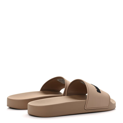 Balenciaga Rubber Logo Pool Slide Sandals 38 Beige Black 4 of 8