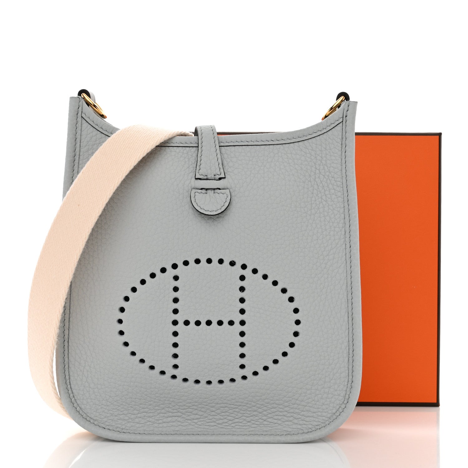 Hermes Taurillon Clemence Amazone Evelyne TPM Bleu Pale Nata 11 of 11