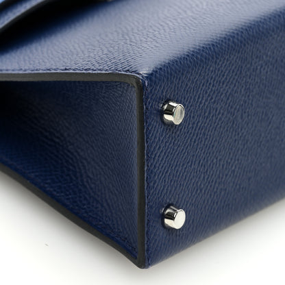 Hermes Epsom Mini Kelly Sellier 20 Bleu Saphir Bleu France Black 8 of 9