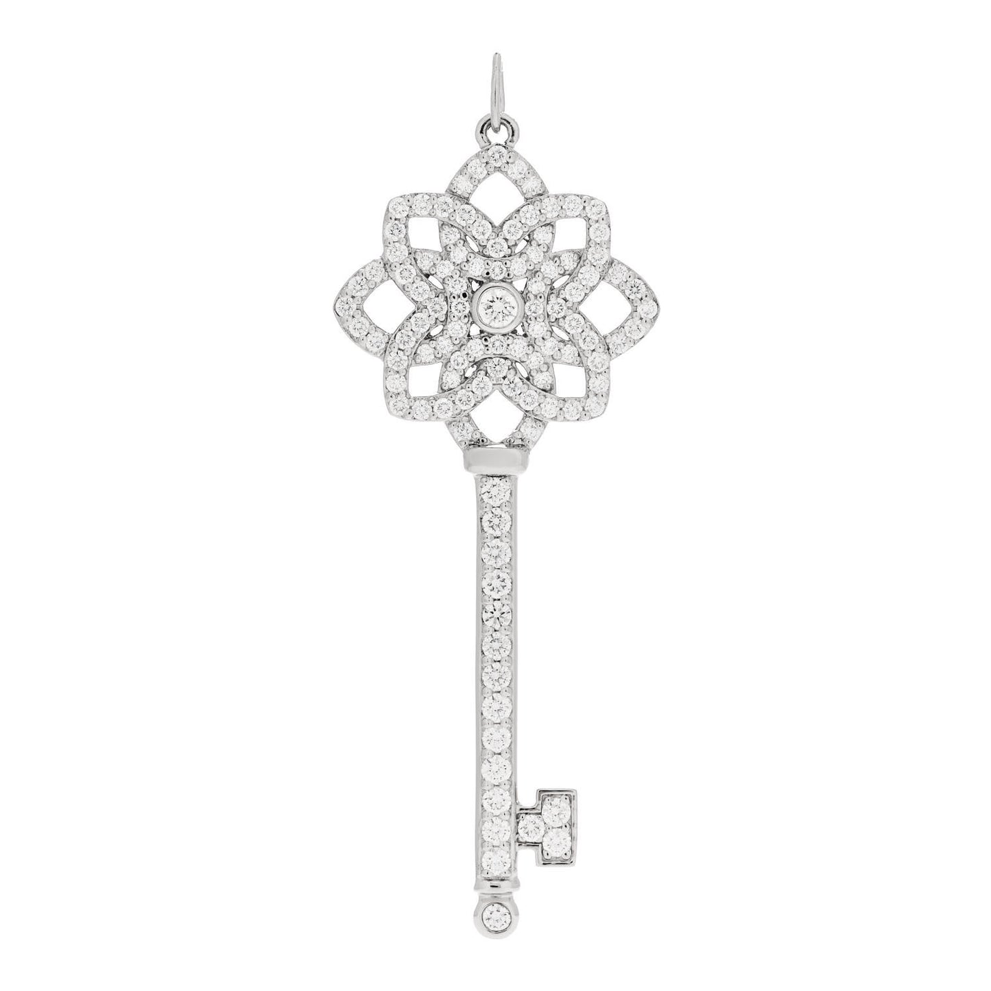 Platinum Diamond Large Woven Key Pendant