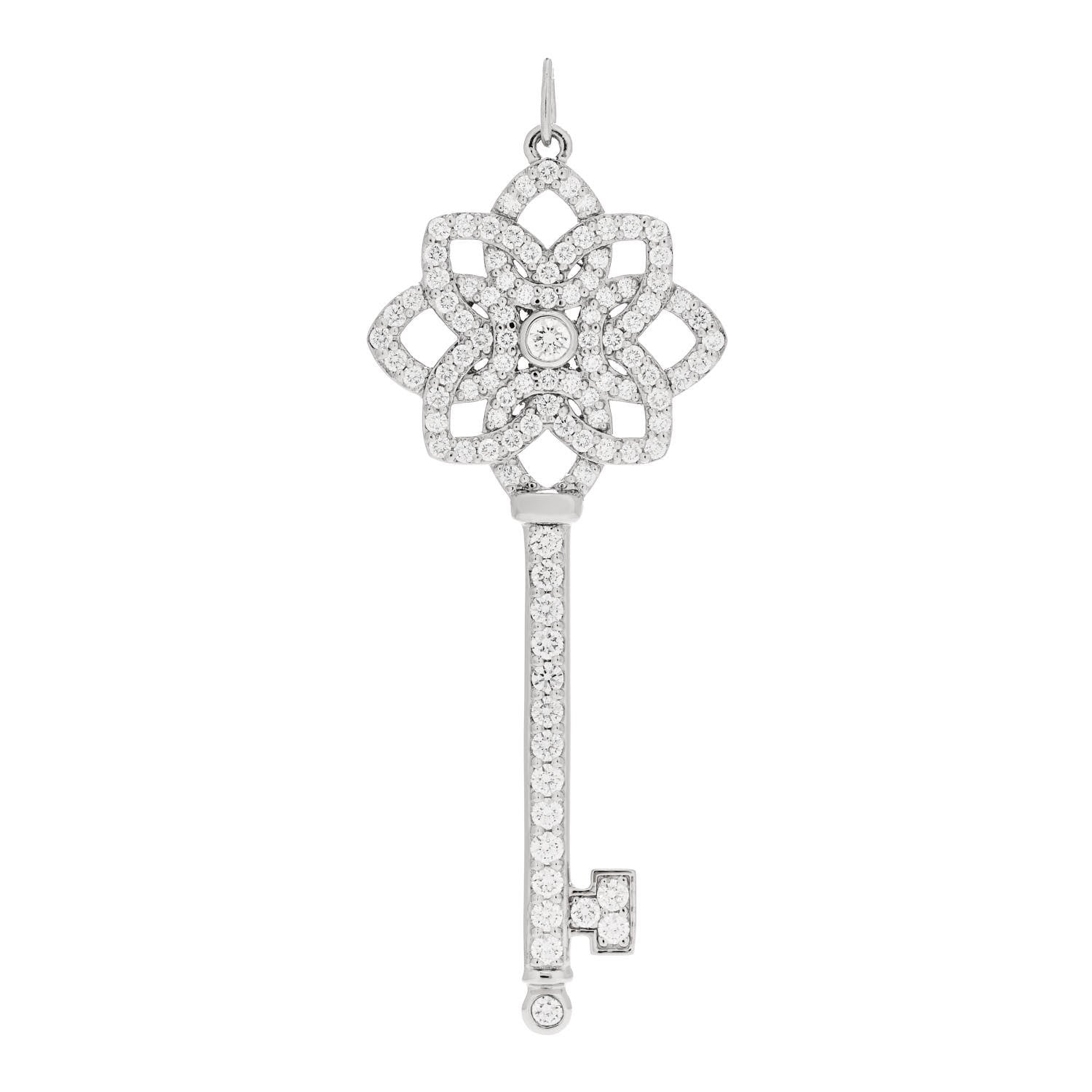 Tiffany Platinum Diamond Large Woven Key Pendant 1 of 5