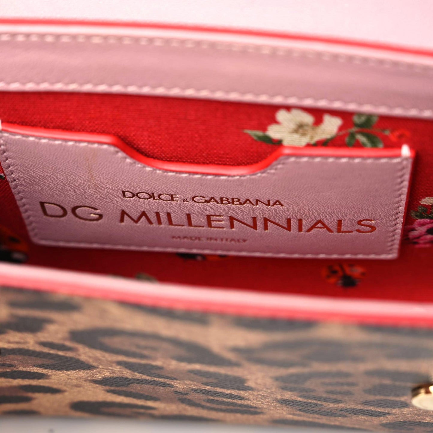Dauphine Leopard Print Lizard Crystal Embellished DG Millennials Mini Crossbody Bag Multicolor