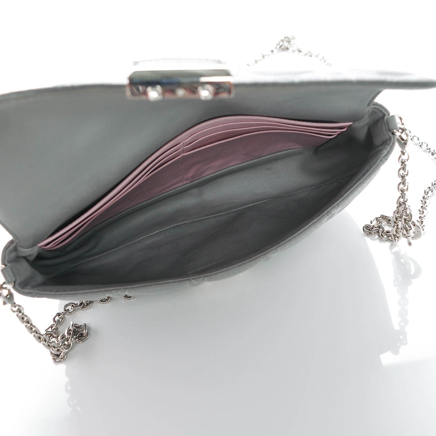 Christian Dior Lambskin Cannage Miss Dior Promenade Pouch Grey 7 of 8