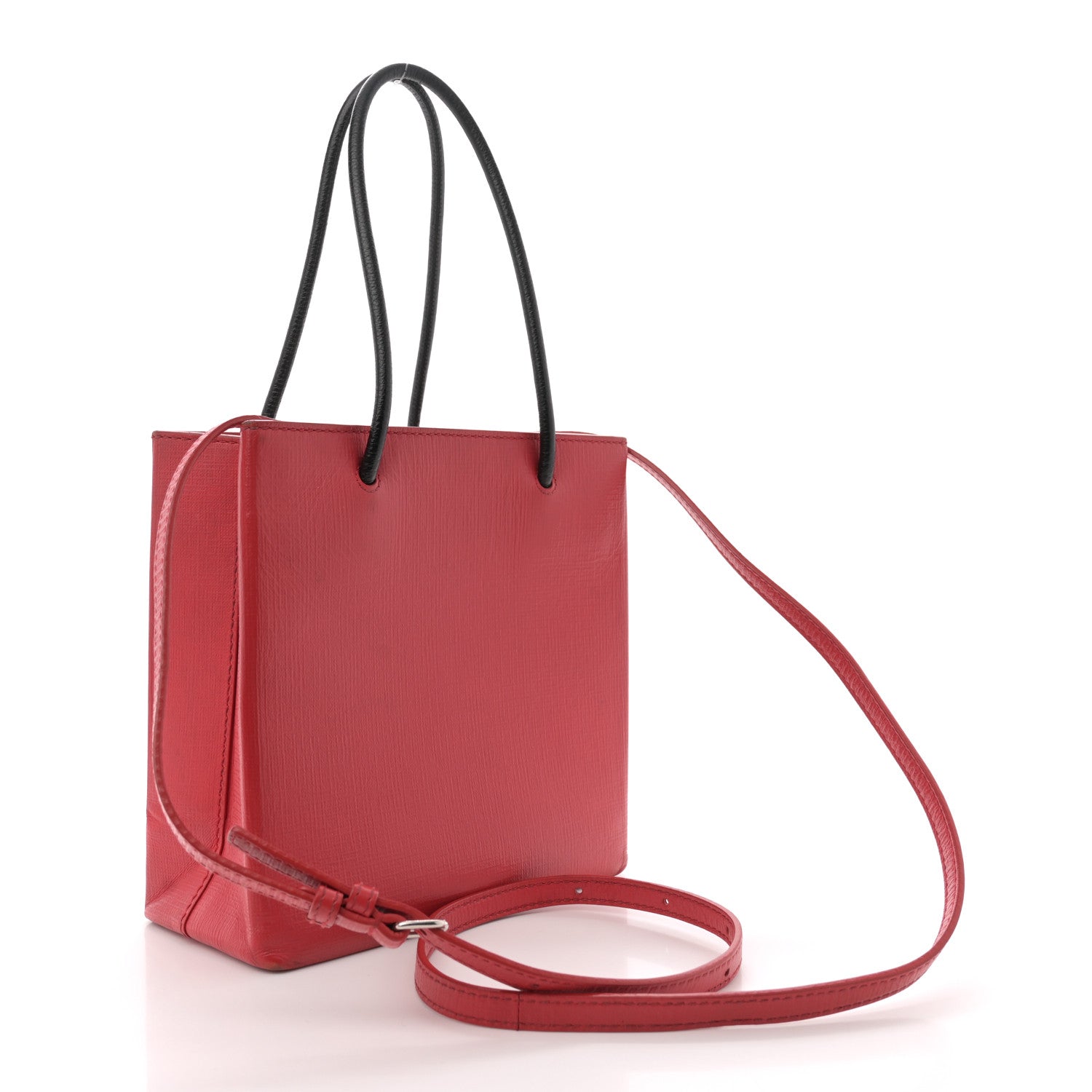 Balenciaga Squared Calfskin Logo North South Shopper Tote XXS Red 3 of 14