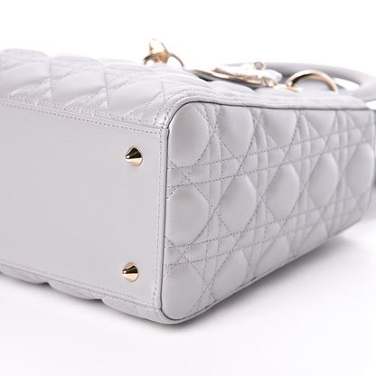 Christian Dior Pearly Lambskin Cannage Medium Lady Dior Grey 6 of 11