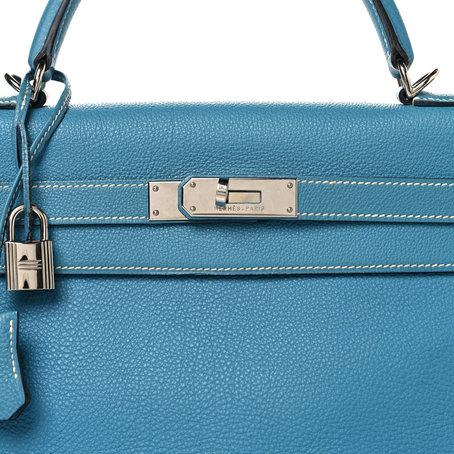 Hermes Togo Kelly Retourne 32 Bleu Jean 8 of 13