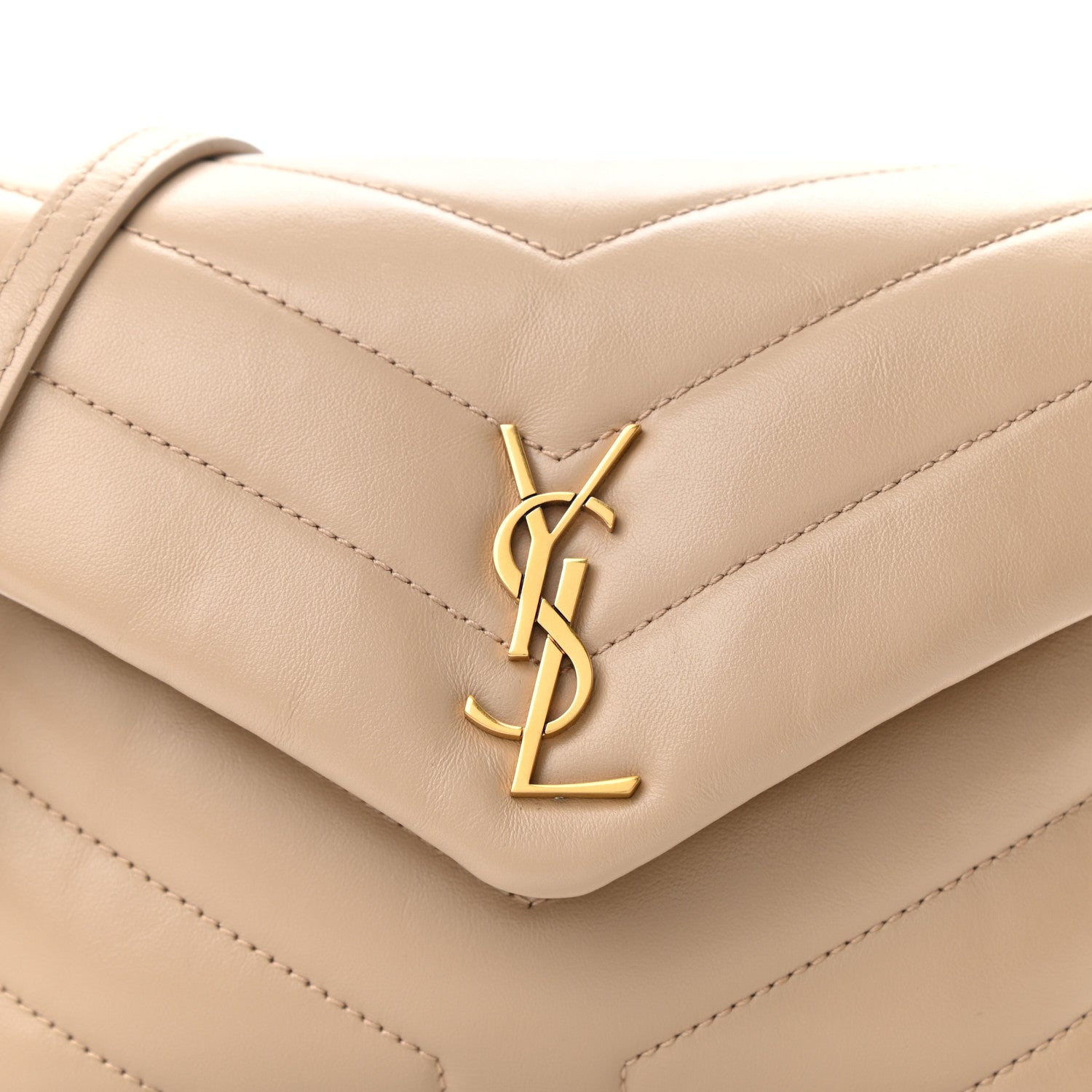 Saint Laurent Calfskin Y Quilted Monogram Toy Loulou Crossbody Bag Dark Beige 7 of 10
