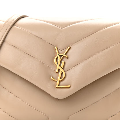 Saint Laurent Calfskin Y Quilted Monogram Toy Loulou Crossbody Bag Dark Beige 7 of 10