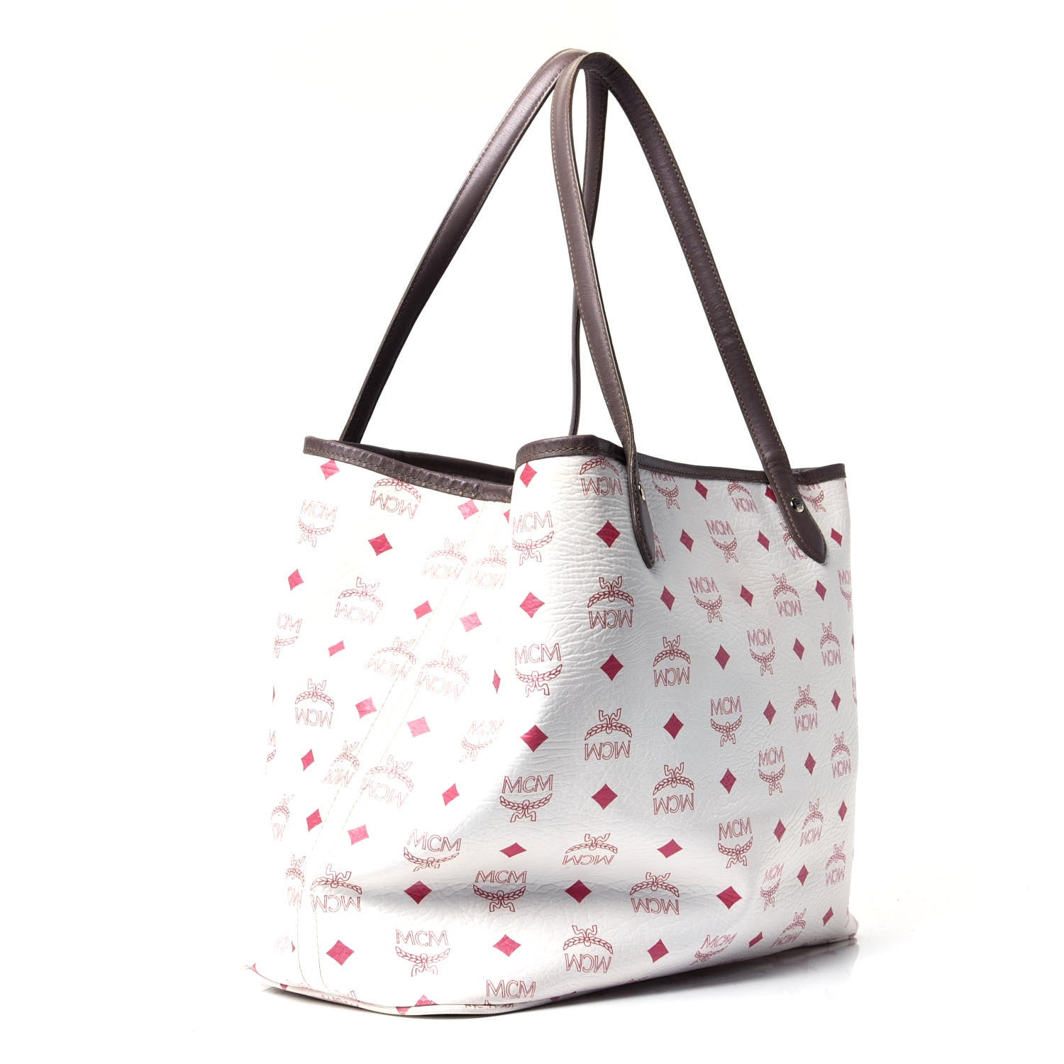 MCM Visetos Striped Munich Lion Tote White 2 of 4