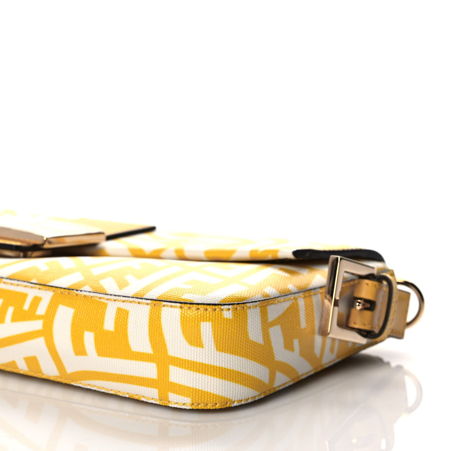 Fendi X SARAH COLEMAN Glazed Canvas Vitello King FF Vertigo Baguette 1997 Mimosa White 9 of 9