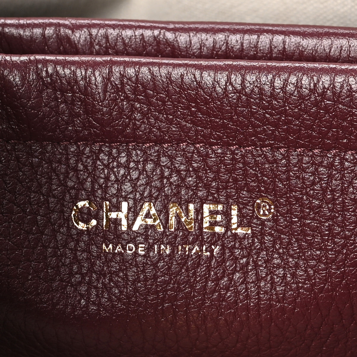 Grained Calfskin Stitched Urban Essentials Small Shopping Bag Burgundy