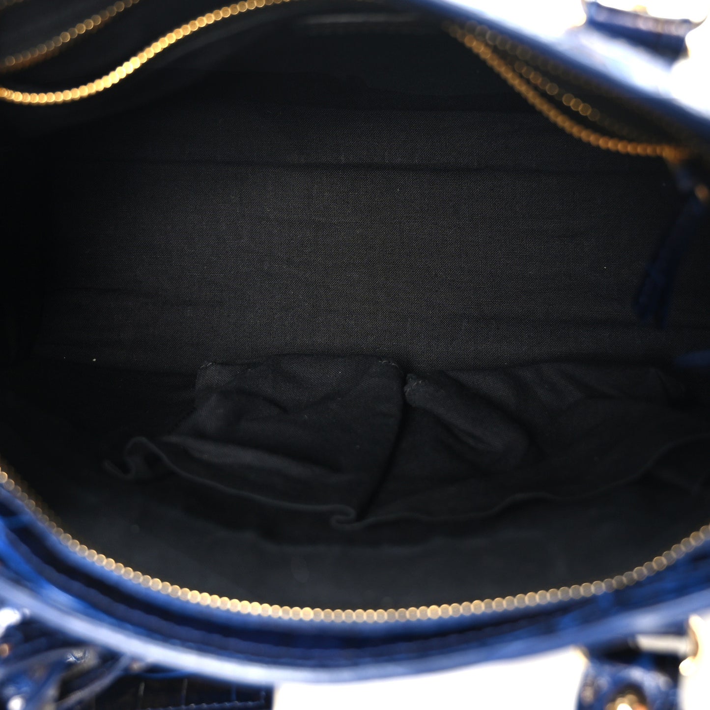 Calfskin Crocodile Embossed Gold Metallic Edge Hardware S City Bleu